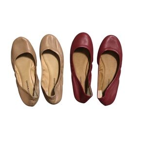 Lucky Brand Emmie Ballet Flats 2 Pair Beige Burgundy